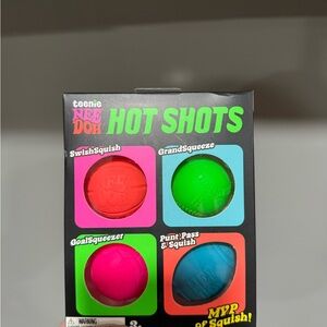 teenie NEE DOH Hot Shots Squishy Ball Set - Red, Green, Pink, Blue